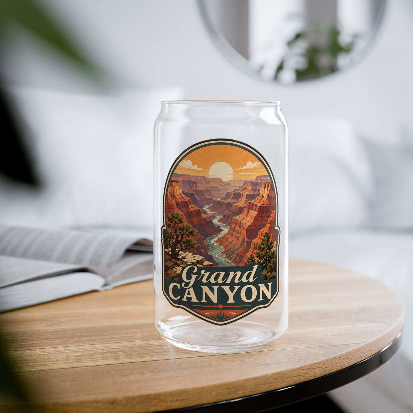 Grand Canyon Sipper Glass — 16oz Travel Tumbler with Bamboo Lid & Straw