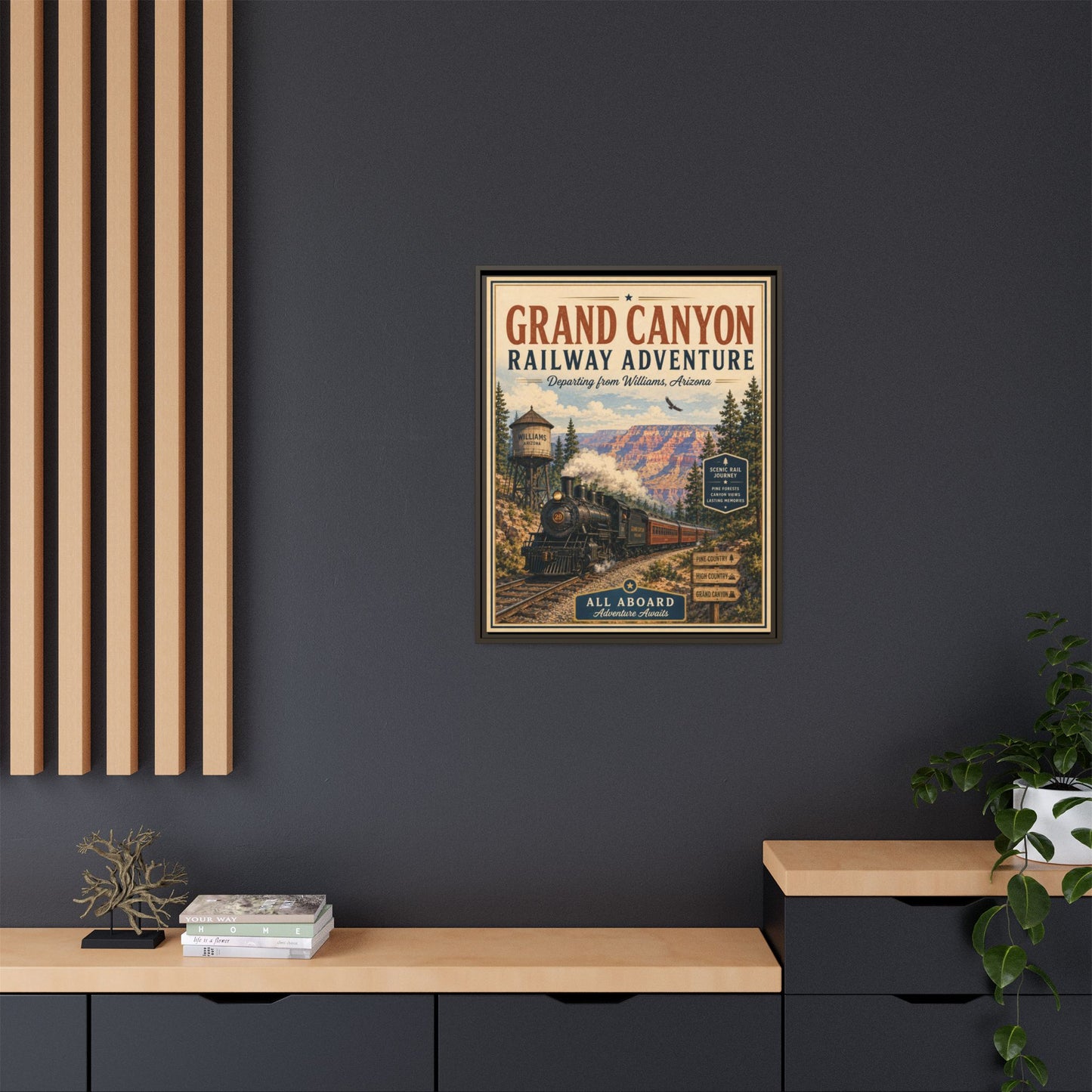 Grand Canyon Railway Adventure Framed Canvas Print