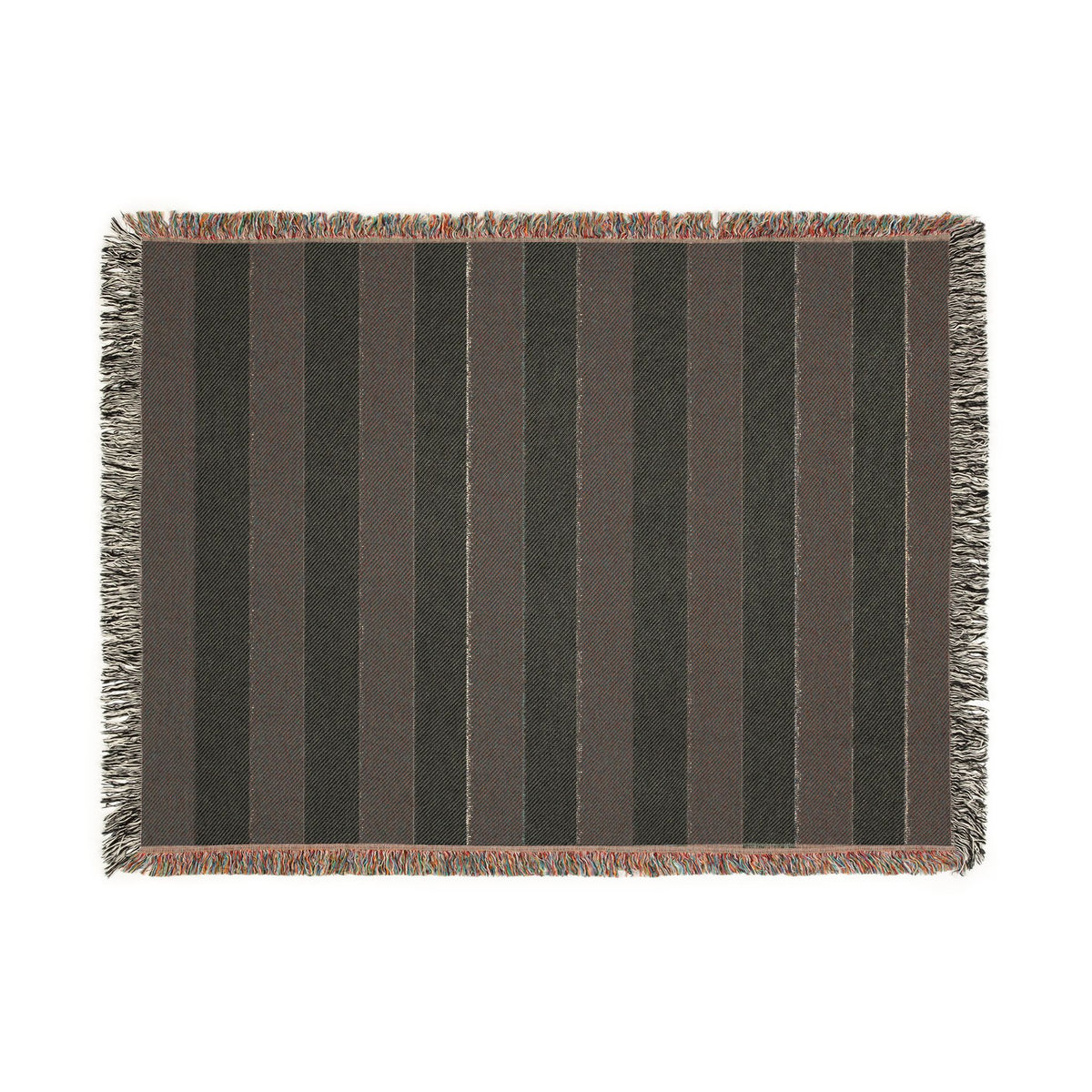 Black & White Striped Woven Blanket, Cotton Throw Blanket with Fringe, Gothic Home Decor, Modern Stripe Couch & Bed Throw