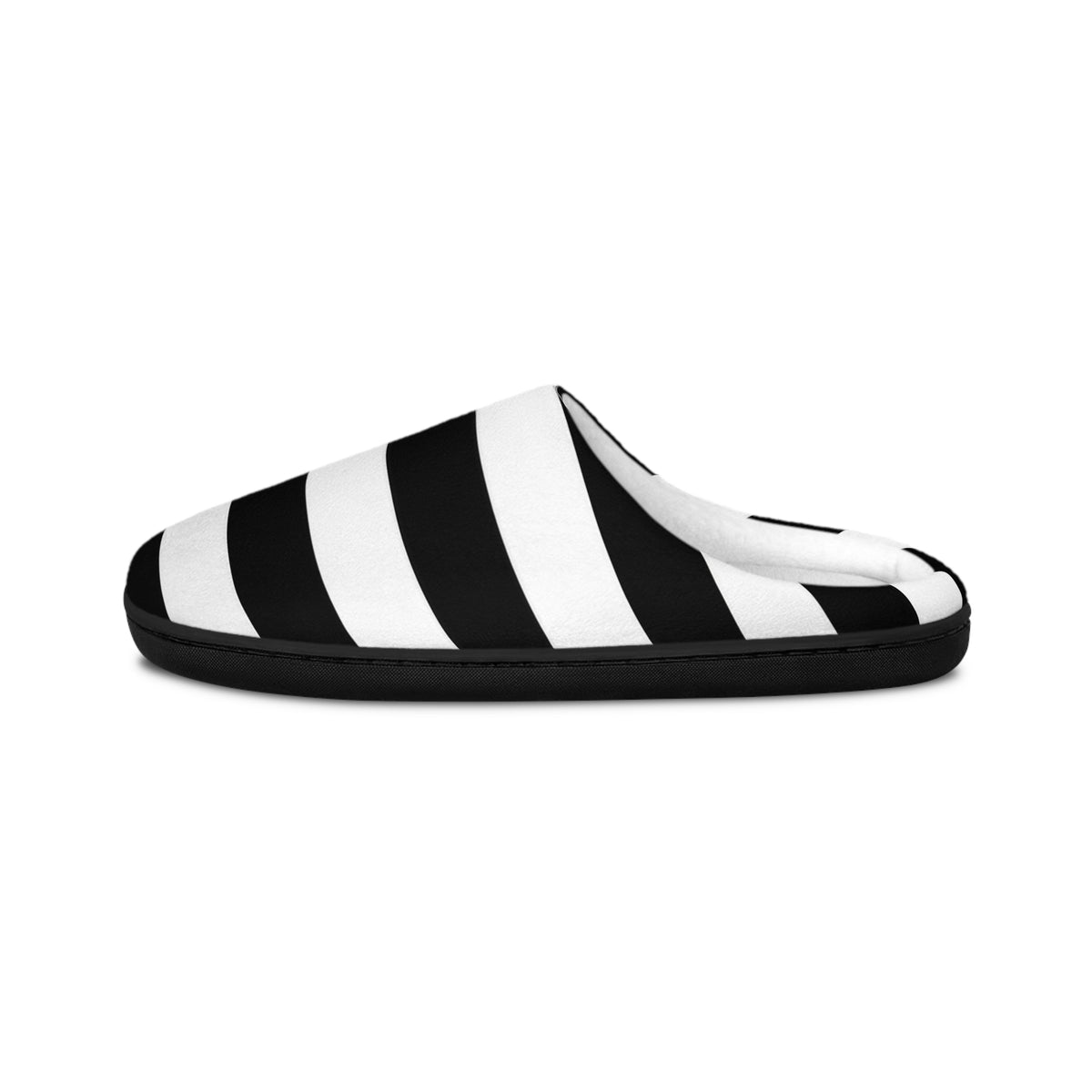 Black White Striped Women’s Slippers, Gothic House Shoes, Cozy Indoor Slippers, Goth Girl Gift, Alternative Fleece Slippers