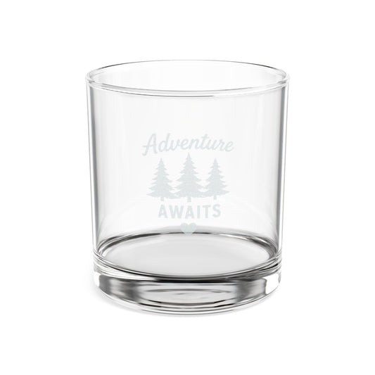 Engraved Rocks Glass 10oz — "Adventure Awaits" Whiskey Tumbler