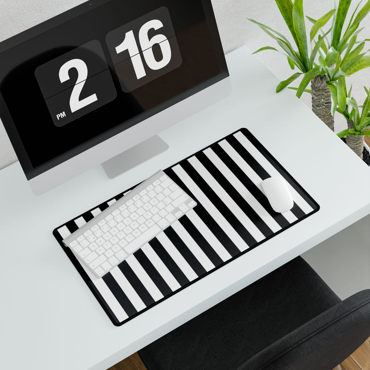 Black & White Striped Desk Mat, Gothic TCG Playmat, Extended Mouse Pad, Card Game Mat, Alternative Office Decor, Gaming Desk Mat