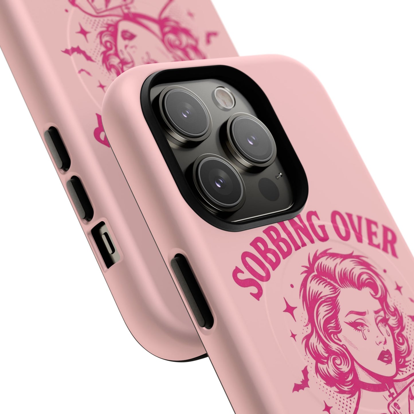 Phone Case — Pink “Sobbing Over Fictional Men” Tough Magnetic Protective Cover