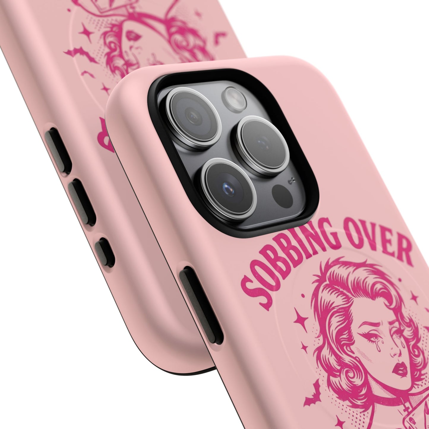 Phone Case — Pink “Sobbing Over Fictional Men” Tough Magnetic Protective Cover