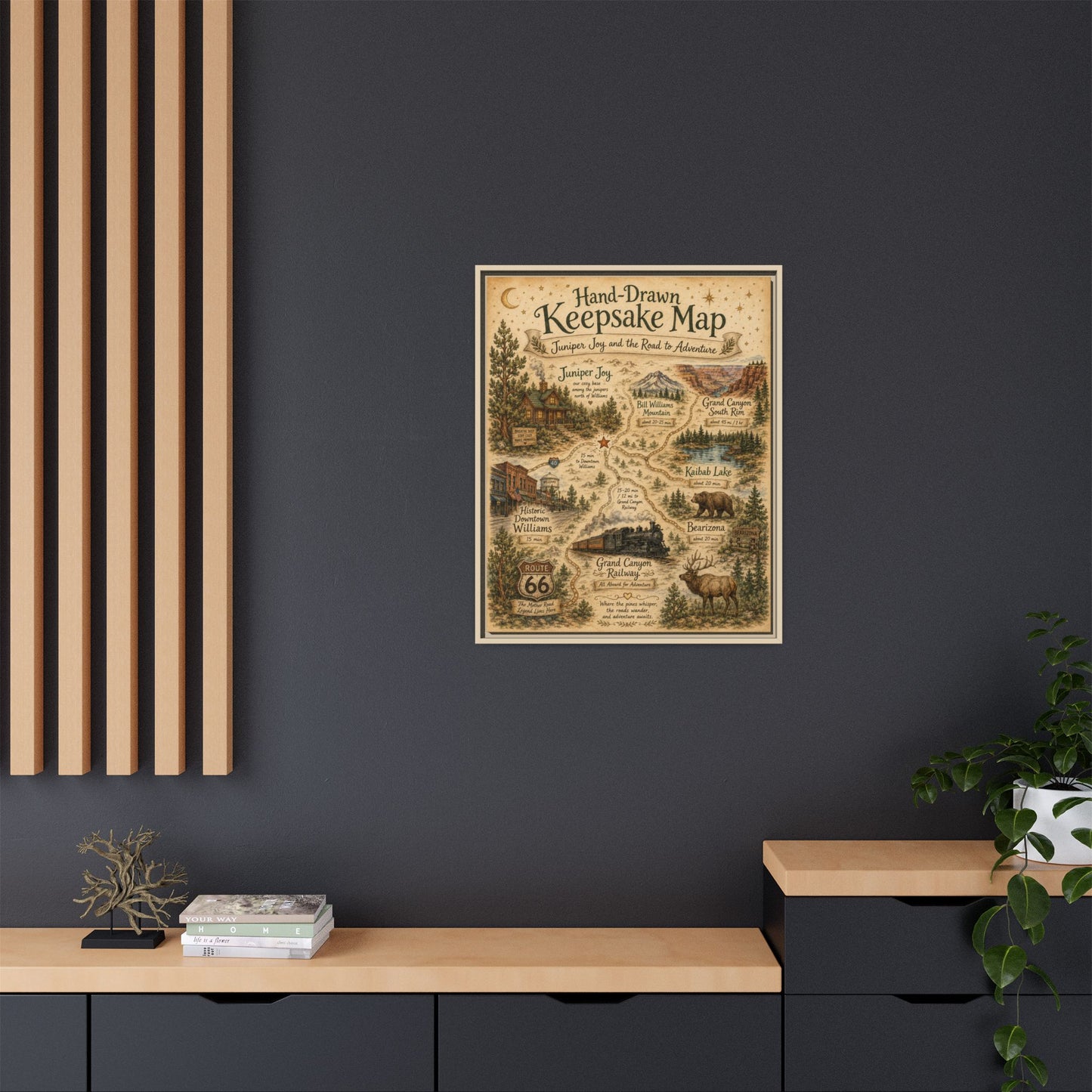 Framed Keepsake Map Matte Canvas Print