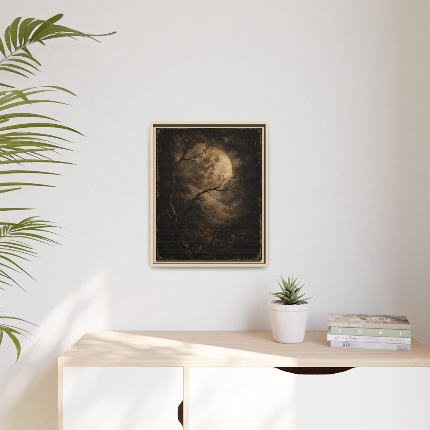Framed Matte Canvas - Moonlit Forest Art Print