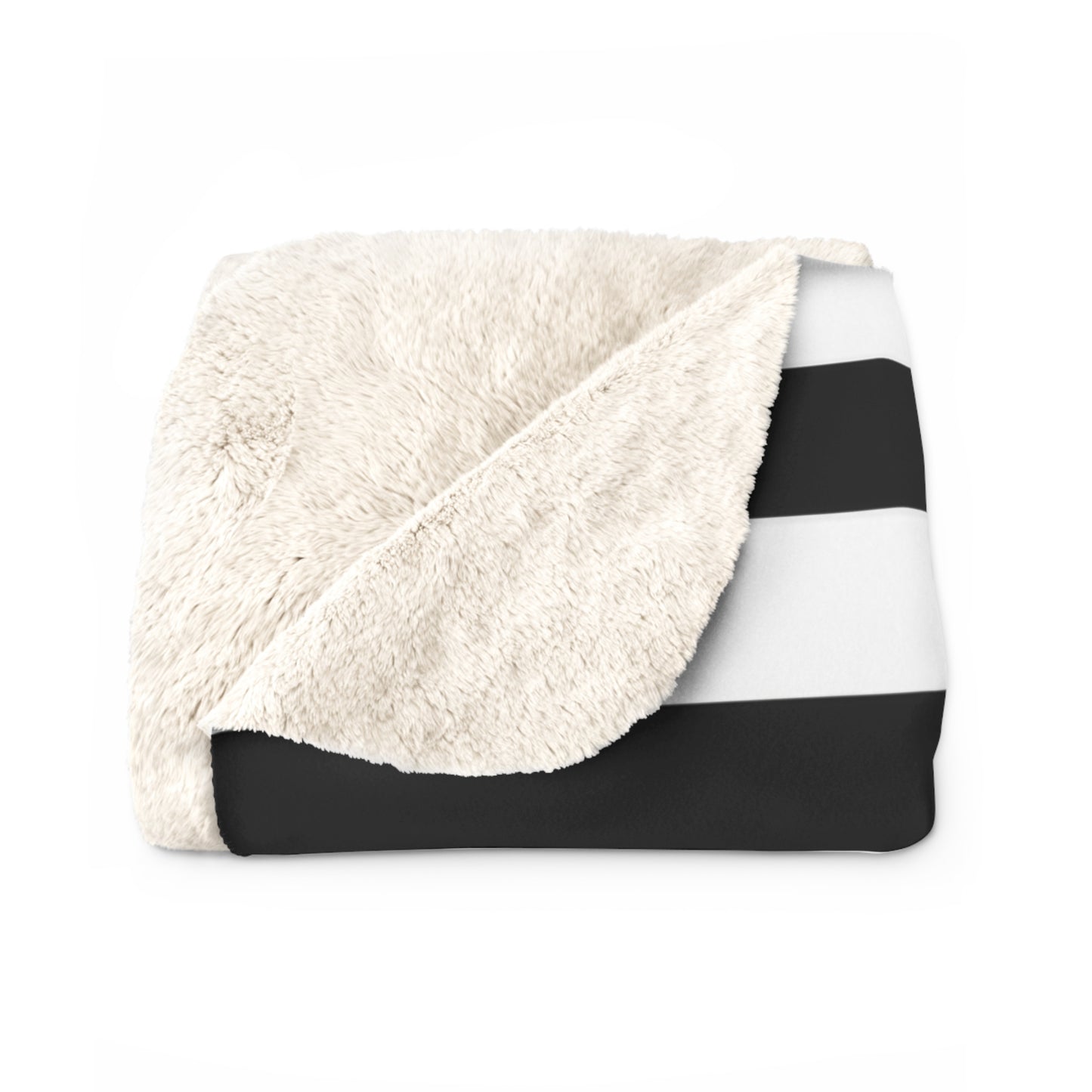 Black & White Striped Sherpa Blanket, Cozy Fleece Throw, Modern Gothic Home Decor, Minimalist Couch Blanket, Soft Bed Throw
