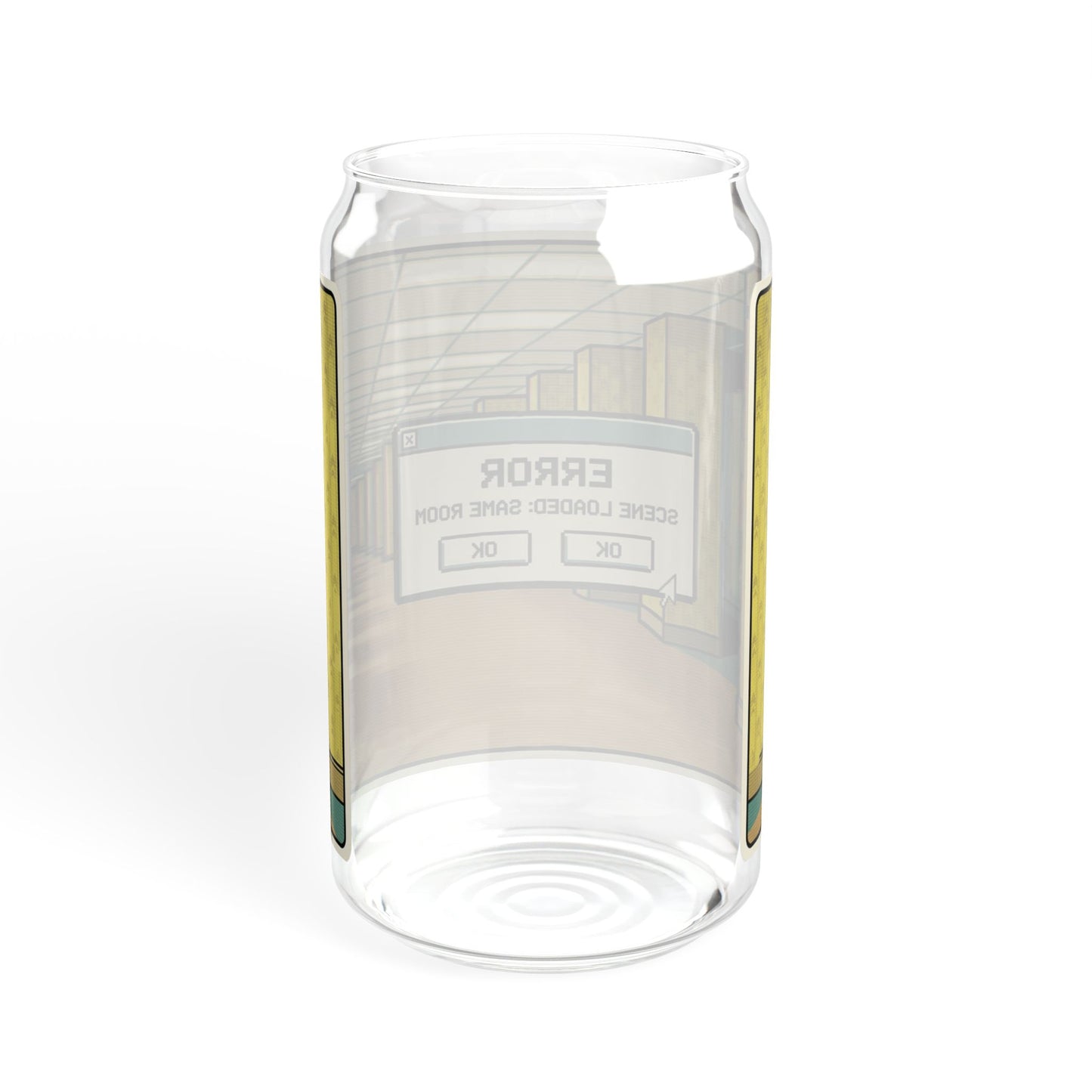 Liminal Space Sipper Glass with Bamboo Lid and  Straw |  Same Room Glass Can | Horror Cup | Weirdcore Iced Coffee Glass