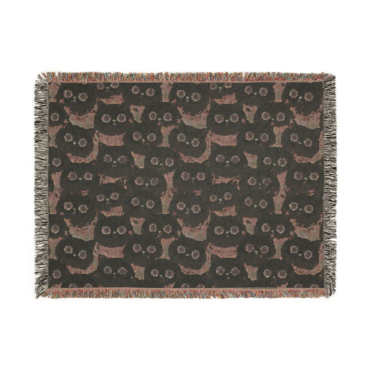 White Cat Woven Blanket — Cute Fluffy Cat Throw for Cat Lovers & Kawaii Cottagecore Decor