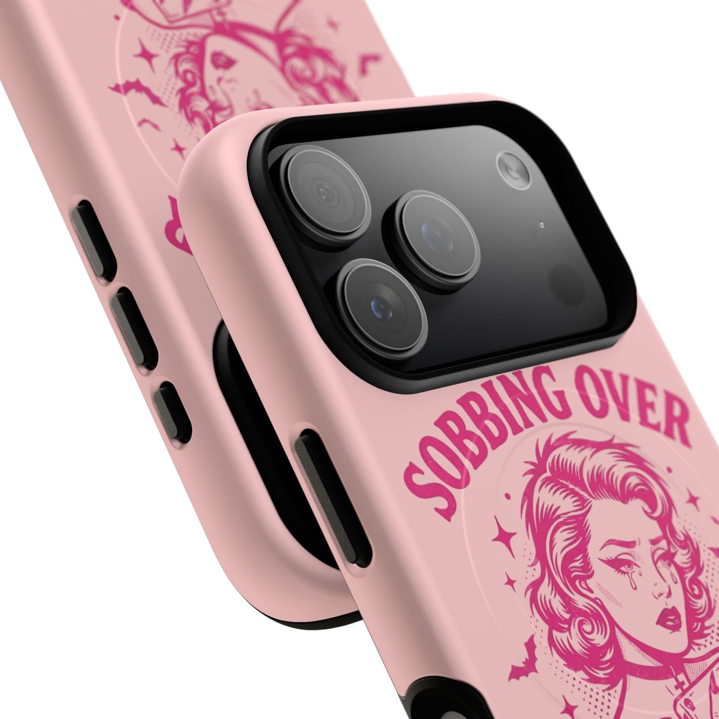 Phone Case — Pink “Sobbing Over Fictional Men” Tough Magnetic Protective Cover