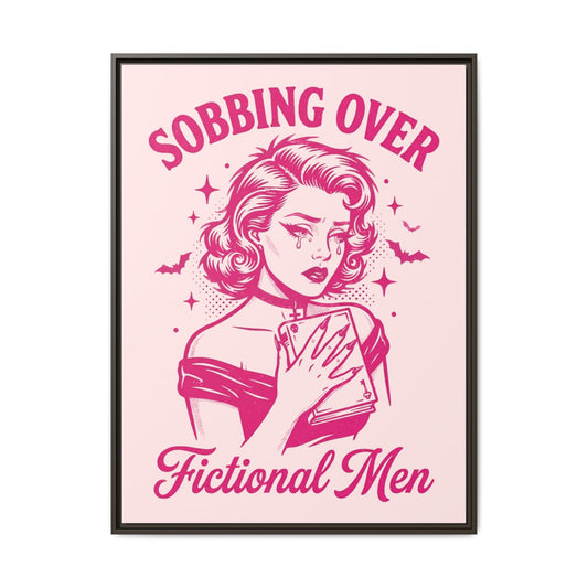 Framed Canvas Print — “Sobbing Over Fictional Men” Retro Pop Art