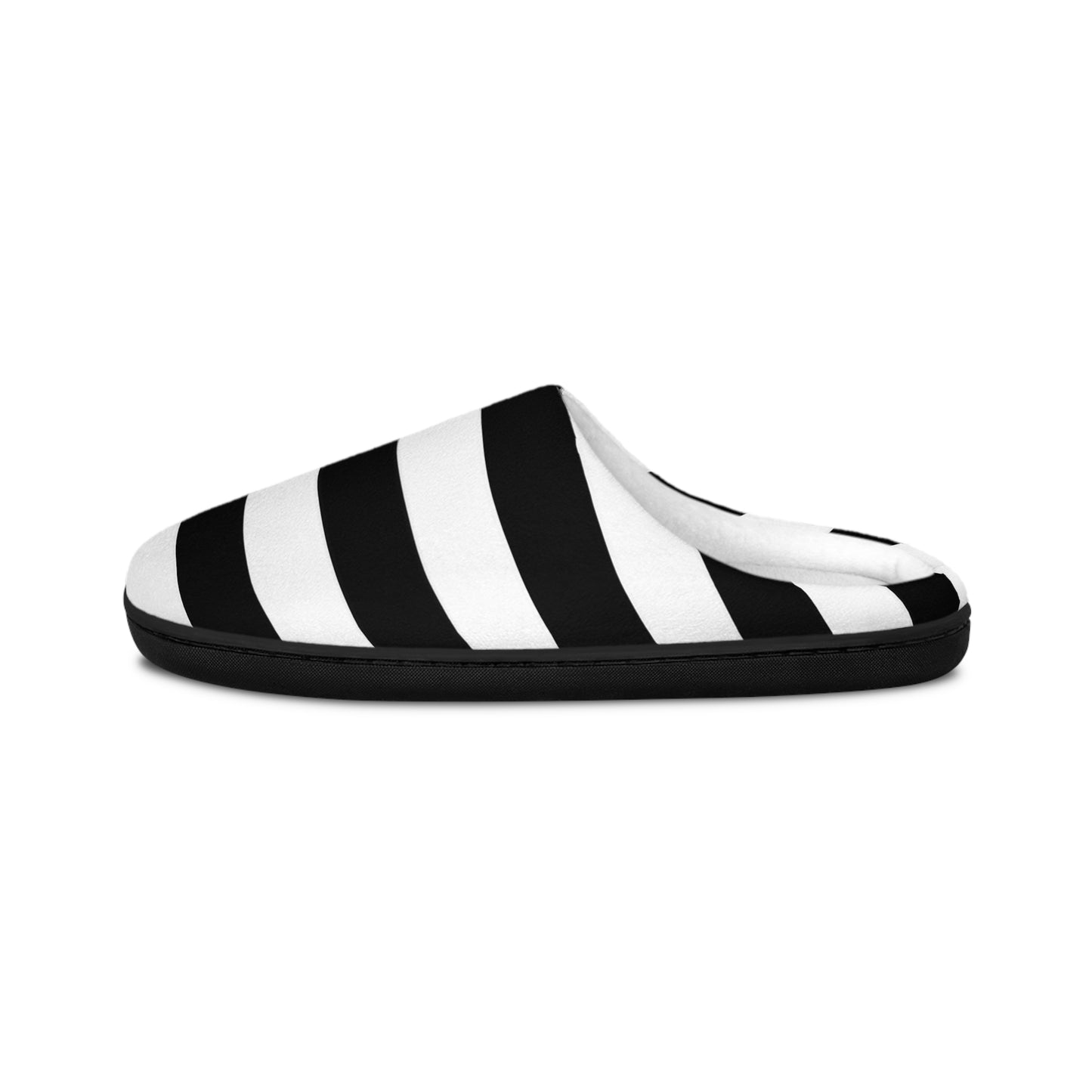 Black White Striped Men’s Slippers, Gothic House Shoes, Cozy Indoor Slippers, Alternative Goth Gift for Him, Soft Fleece Shoes