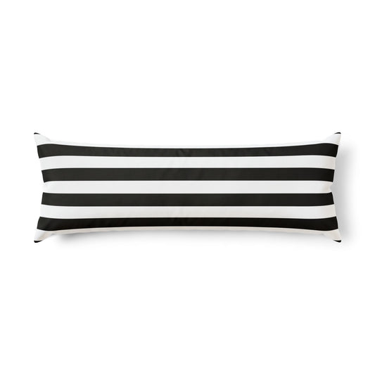 Black White Striped Body Pillow, Gothic Lumbar Pillow, Long Decorative Bed Pillow, Alternative Bedroom Decor, 20x54 Bolster Pillow