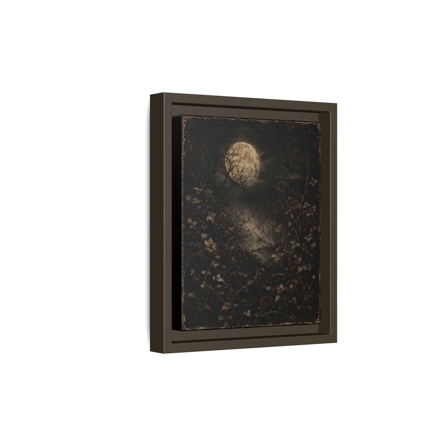 Framed Matte Canvas Art — Moonlit Forest Landscape