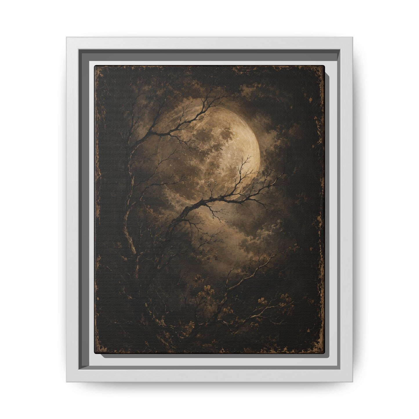 Framed Matte Canvas - Moonlit Forest Art Print