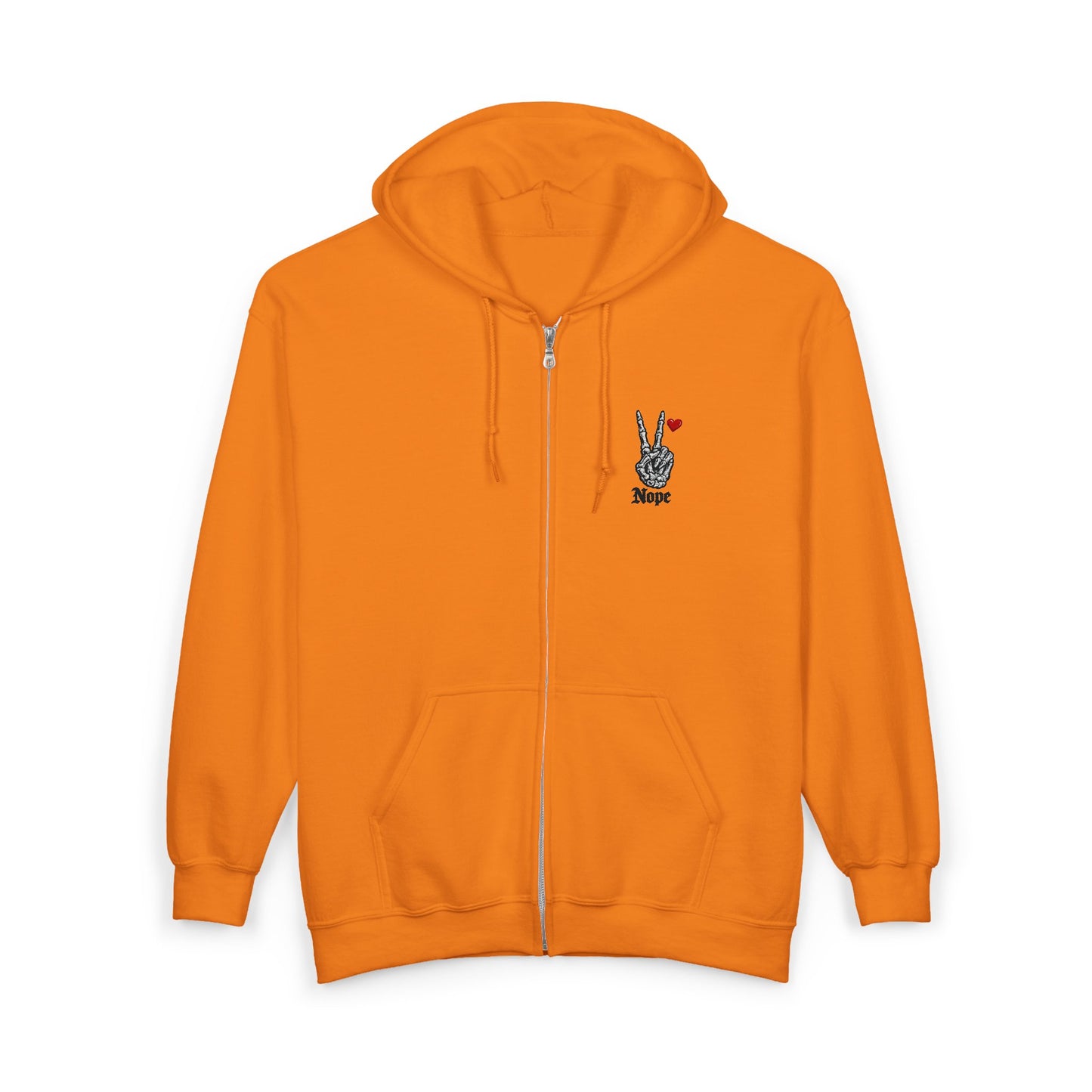 Peace Rabbit Zip Hoodie — Cute Bunny Giving Peace Sign with Tiny Red Heart