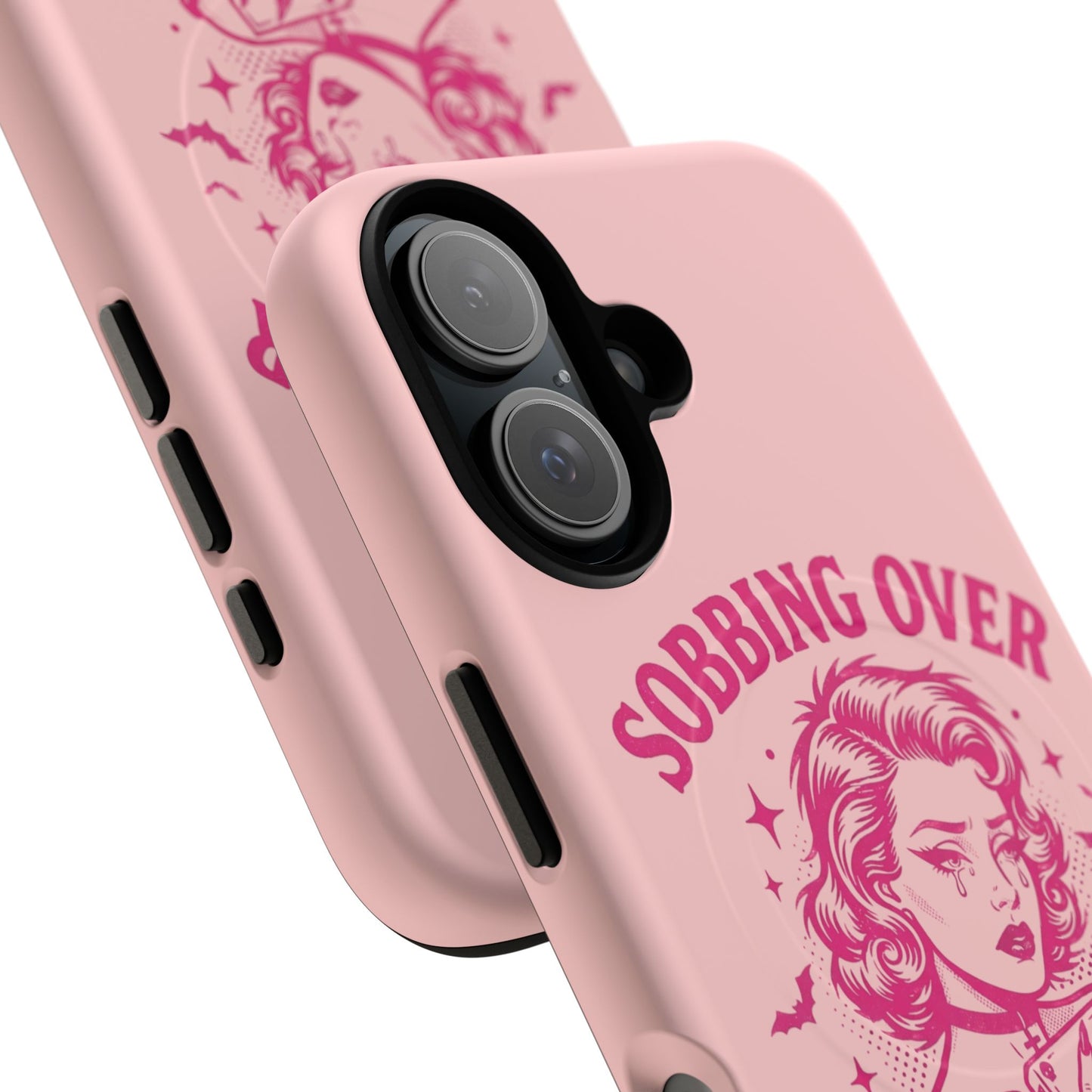 Phone Case — Pink “Sobbing Over Fictional Men” Tough Magnetic Protective Cover