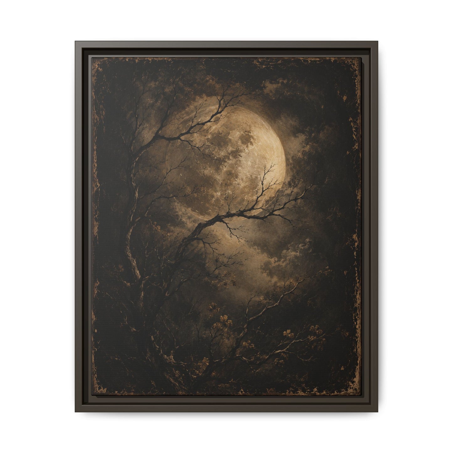 Framed Matte Canvas - Moonlit Forest Art Print