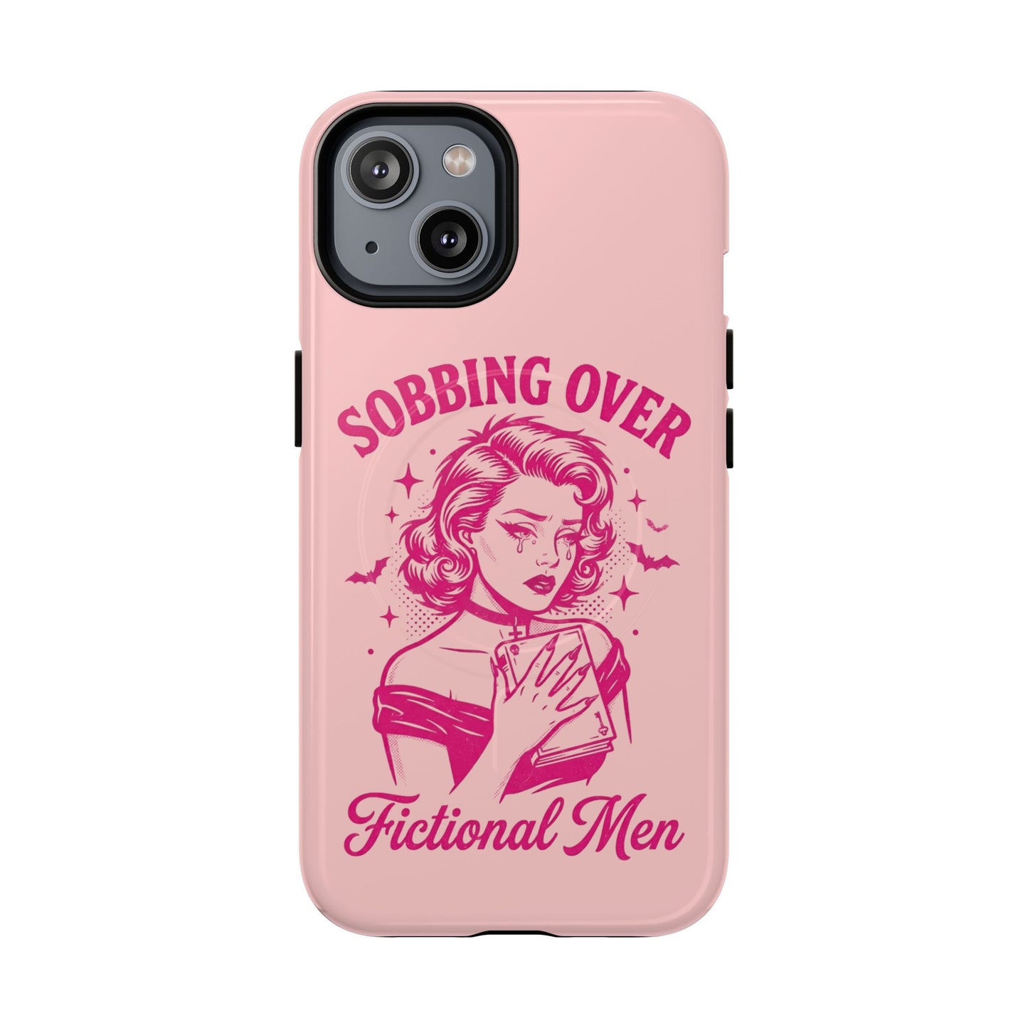 Phone Case — Pink “Sobbing Over Fictional Men” Tough Magnetic Protective Cover