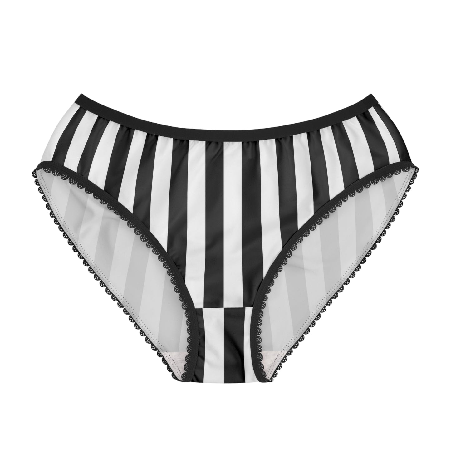 Black White Striped Bikini Briefs, Gothic Women's Underwear, Alternative Panties, Vertical Stripe Undies, Goth Gift for Her
