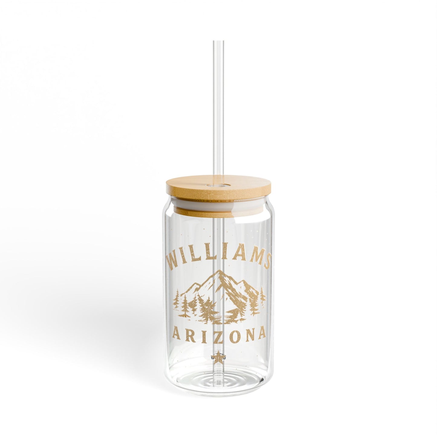 Williams Arizona Glass Sipper Cup with Bamboo Lid — 16oz Travel Tumbler