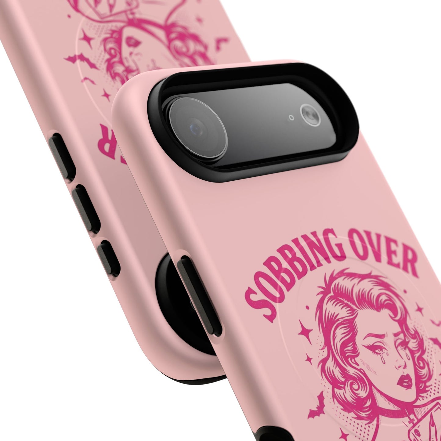 Phone Case — Pink “Sobbing Over Fictional Men” Tough Magnetic Protective Cover