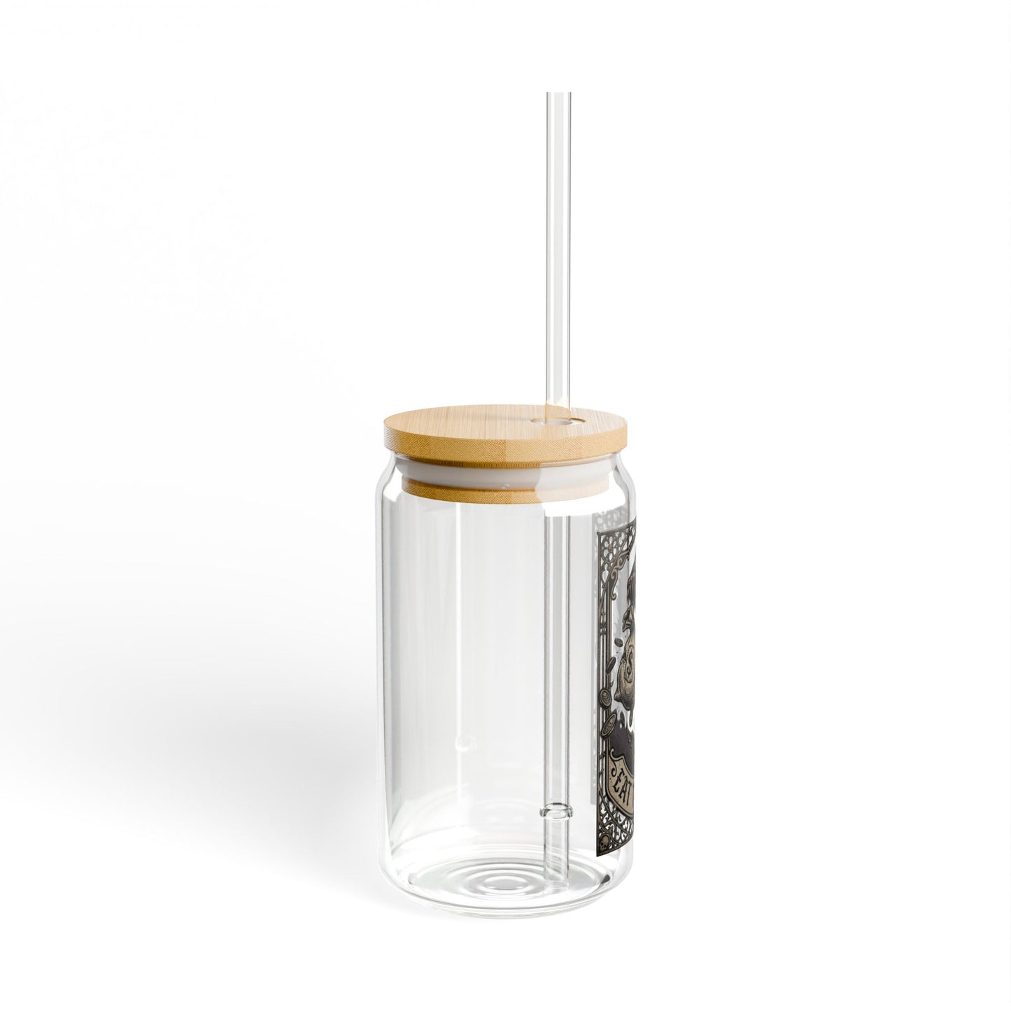Eat the Rich Glass Can | Gothic Venus Flytrap Iced Coffee Cup with Bamboo Lid and Straw | Carnivorous Plant Glass