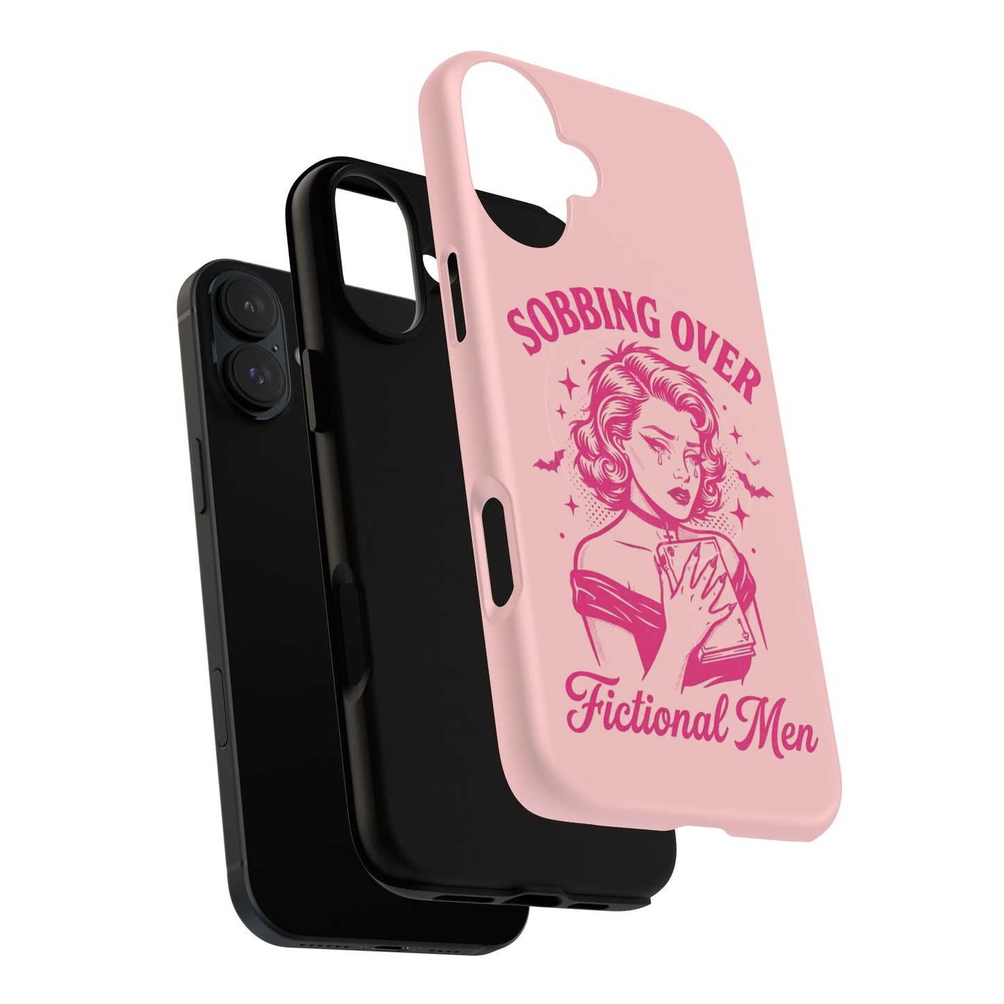 Phone Case — Pink “Sobbing Over Fictional Men” Tough Magnetic Protective Cover