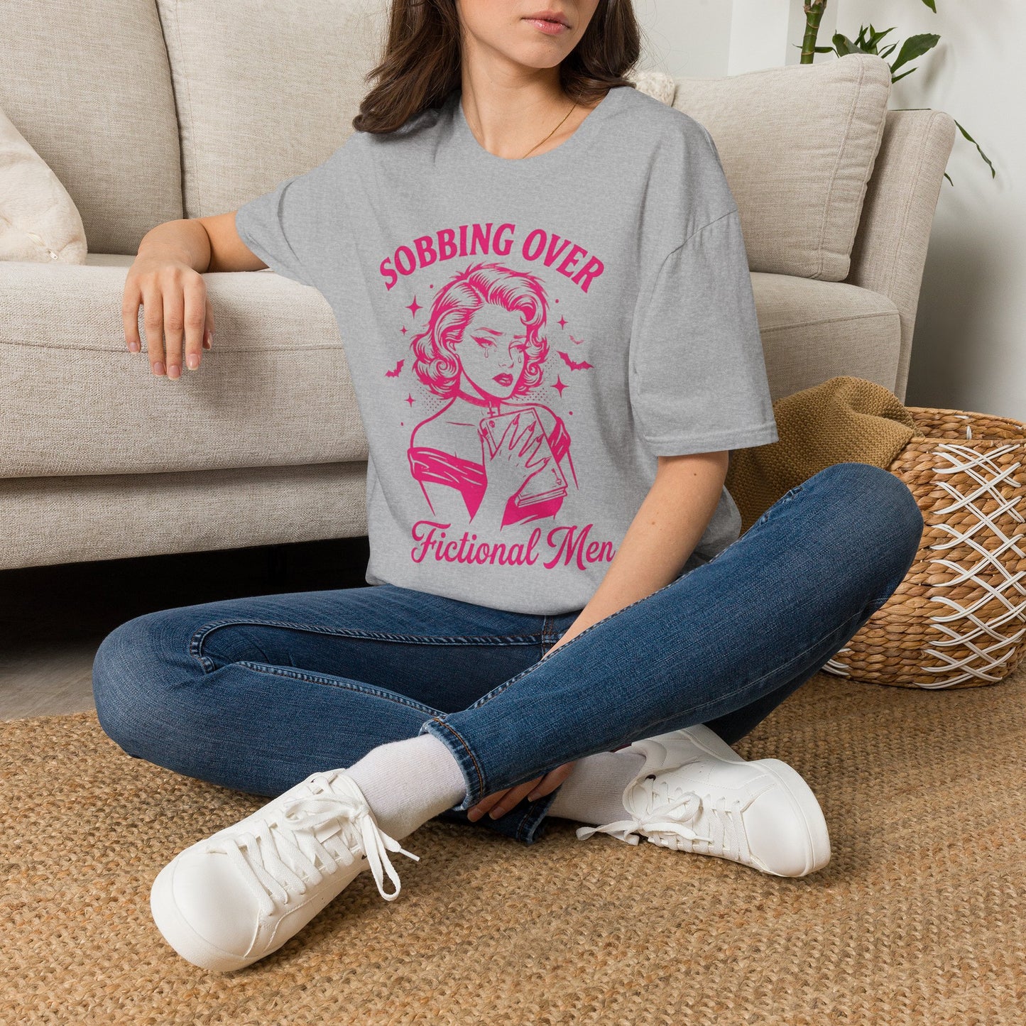 T-Shirt — "Sobbing Over Fictional Men" Retro Pop Art Tee