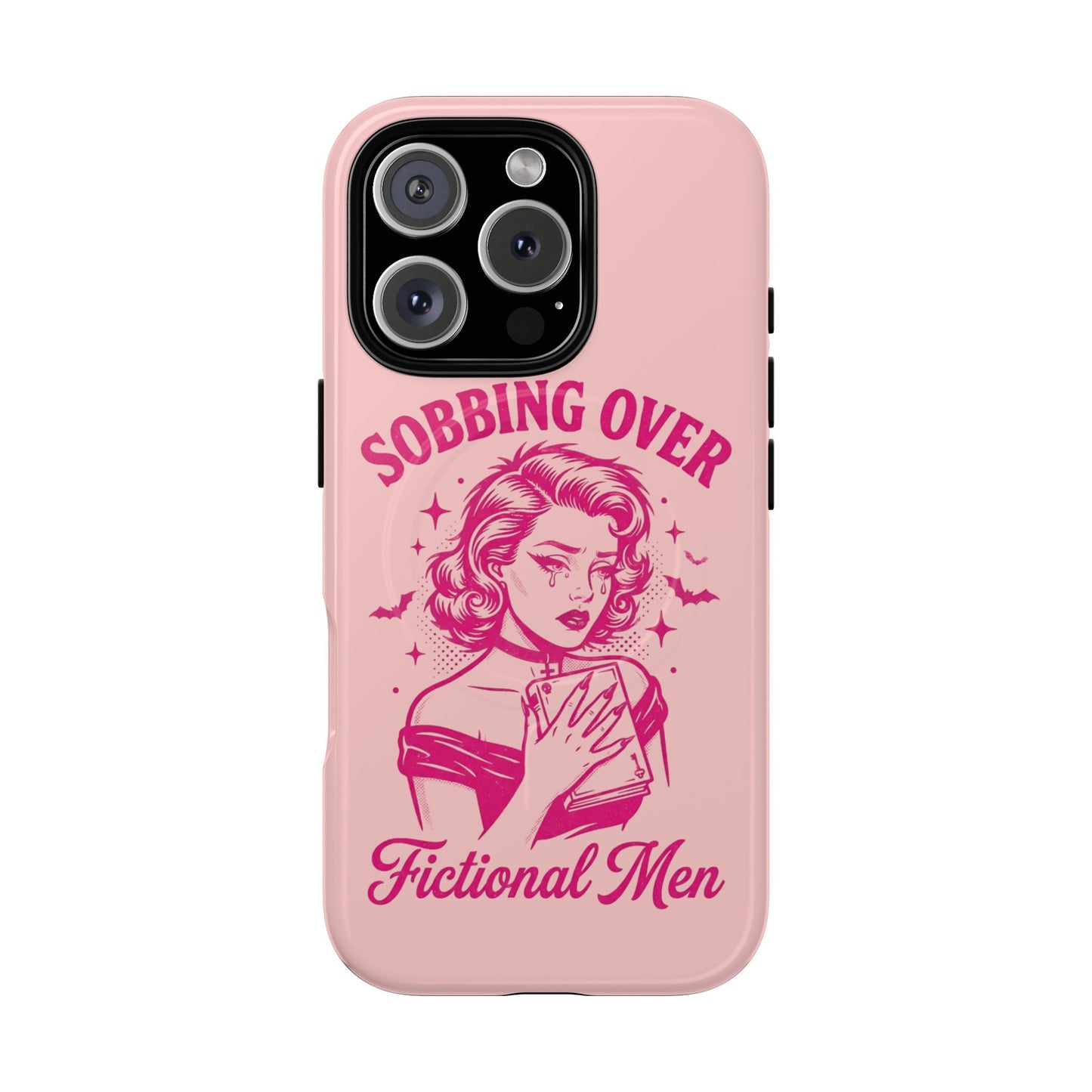 Phone Case — Pink “Sobbing Over Fictional Men” Tough Magnetic Protective Cover