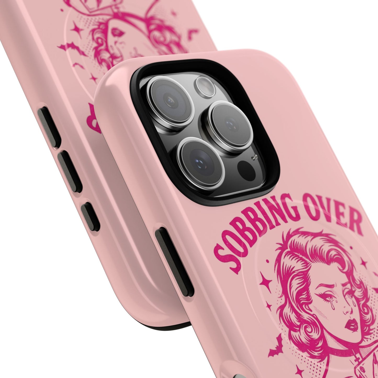 Phone Case — Pink “Sobbing Over Fictional Men” Tough Magnetic Protective Cover