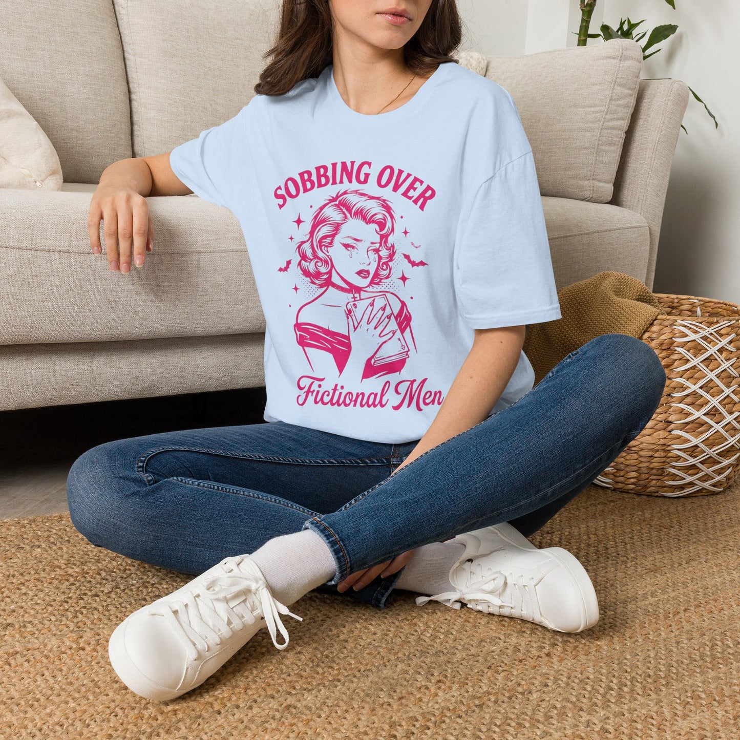 T-Shirt — "Sobbing Over Fictional Men" Retro Pop Art Tee