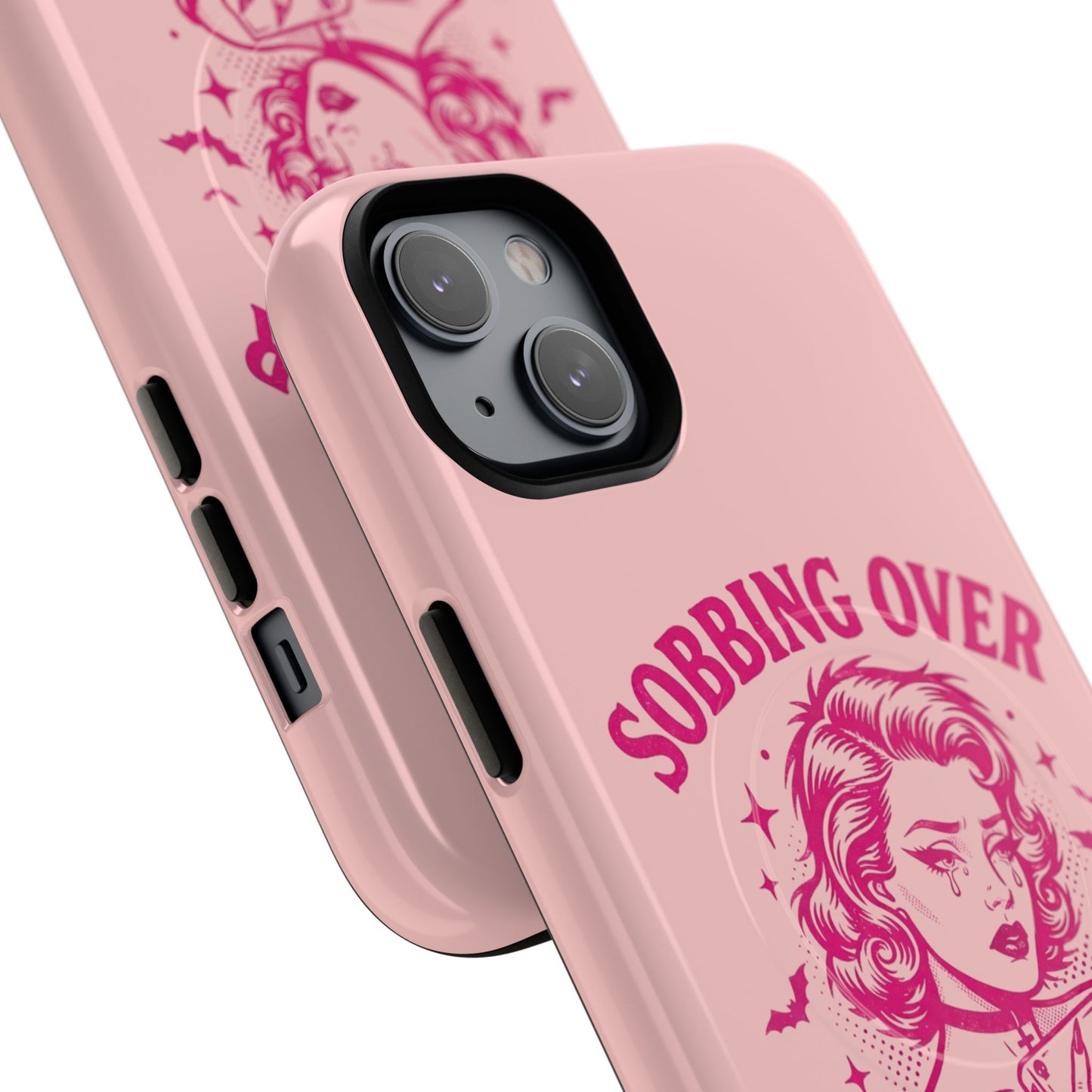 Phone Case — Pink “Sobbing Over Fictional Men” Tough Magnetic Protective Cover