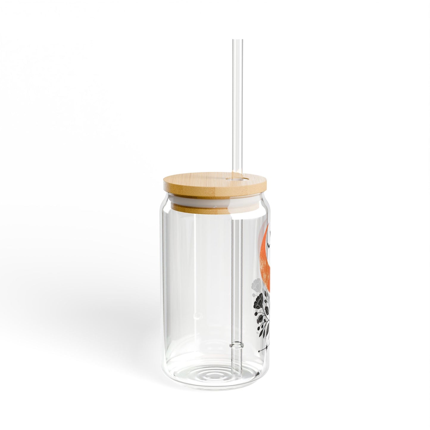 Sipper Glass - Crescent Moon & Botanicals 16oz Tumbler with Straw