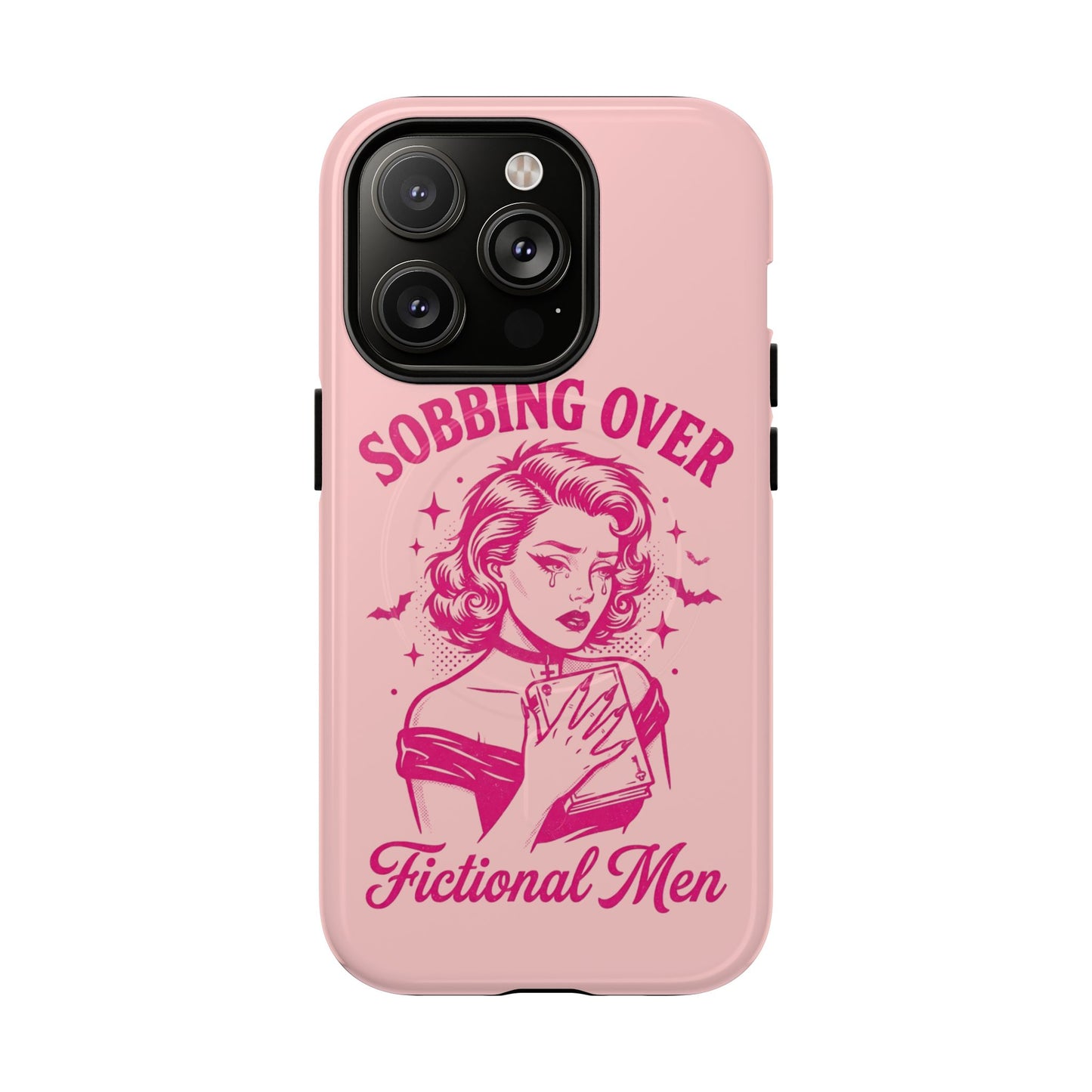 Phone Case — Pink “Sobbing Over Fictional Men” Tough Magnetic Protective Cover