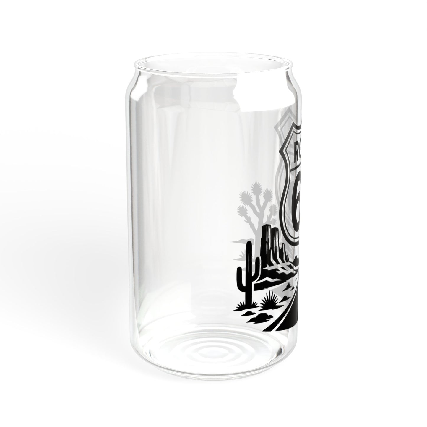 Route 66 Sipper Glass — 16oz Vintage Roadtrip Tumbler with Bamboo Lid