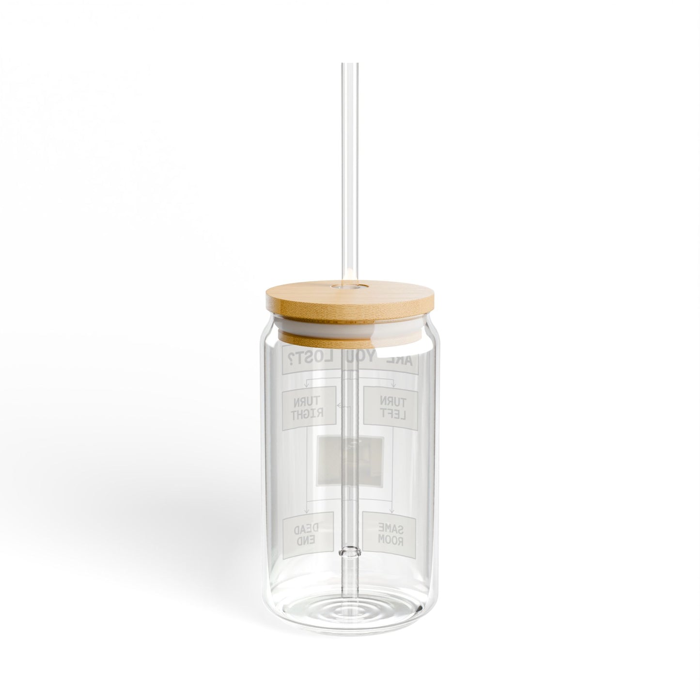 Are You Lost? Liminal Space Sipper Glass with Bamboo Lid and Straw | Retro Horror Iced Coffee Cup | Analog Horror Glass Can