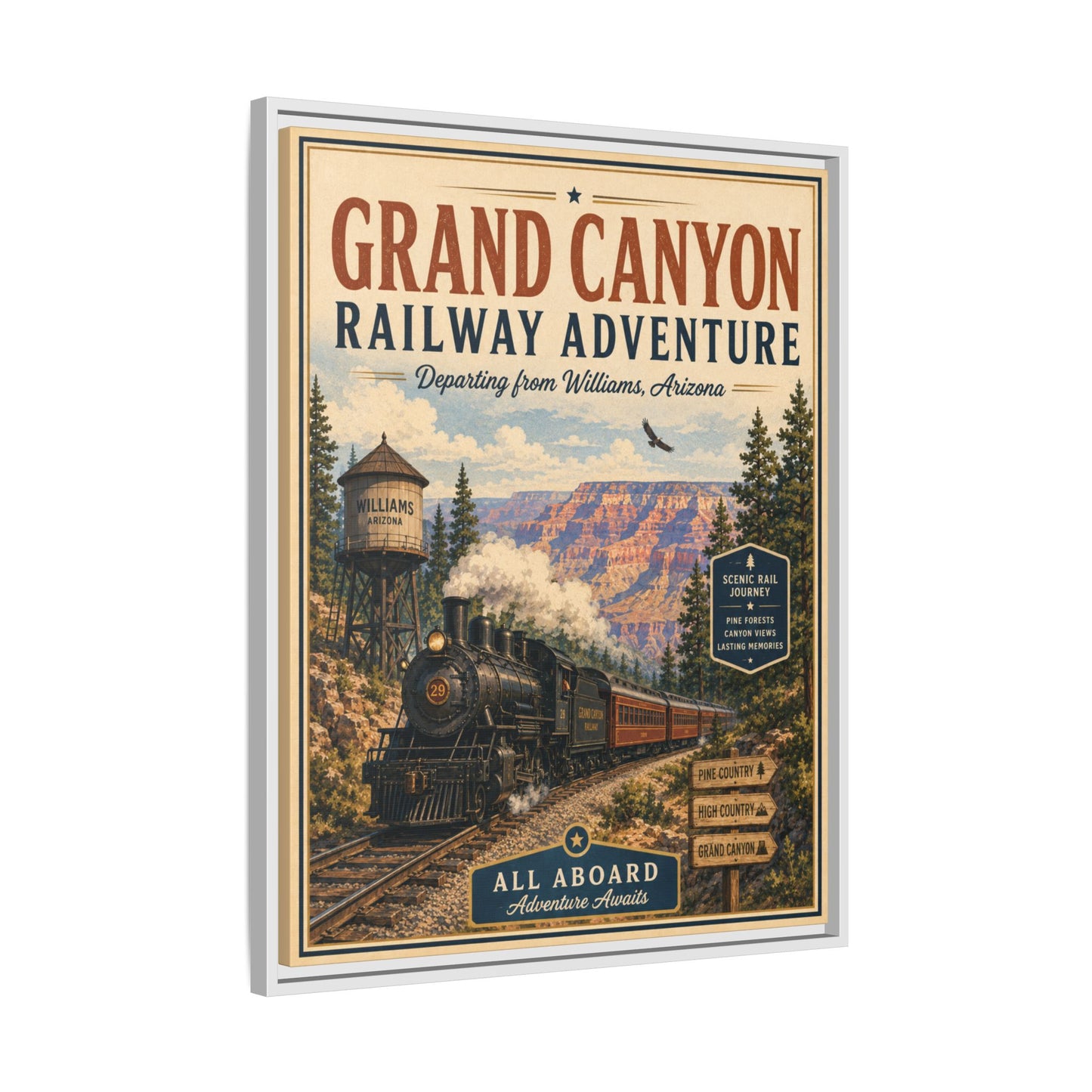Grand Canyon Railway Adventure Framed Canvas Print