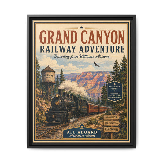 Grand Canyon Railway Adventure Framed Canvas Print