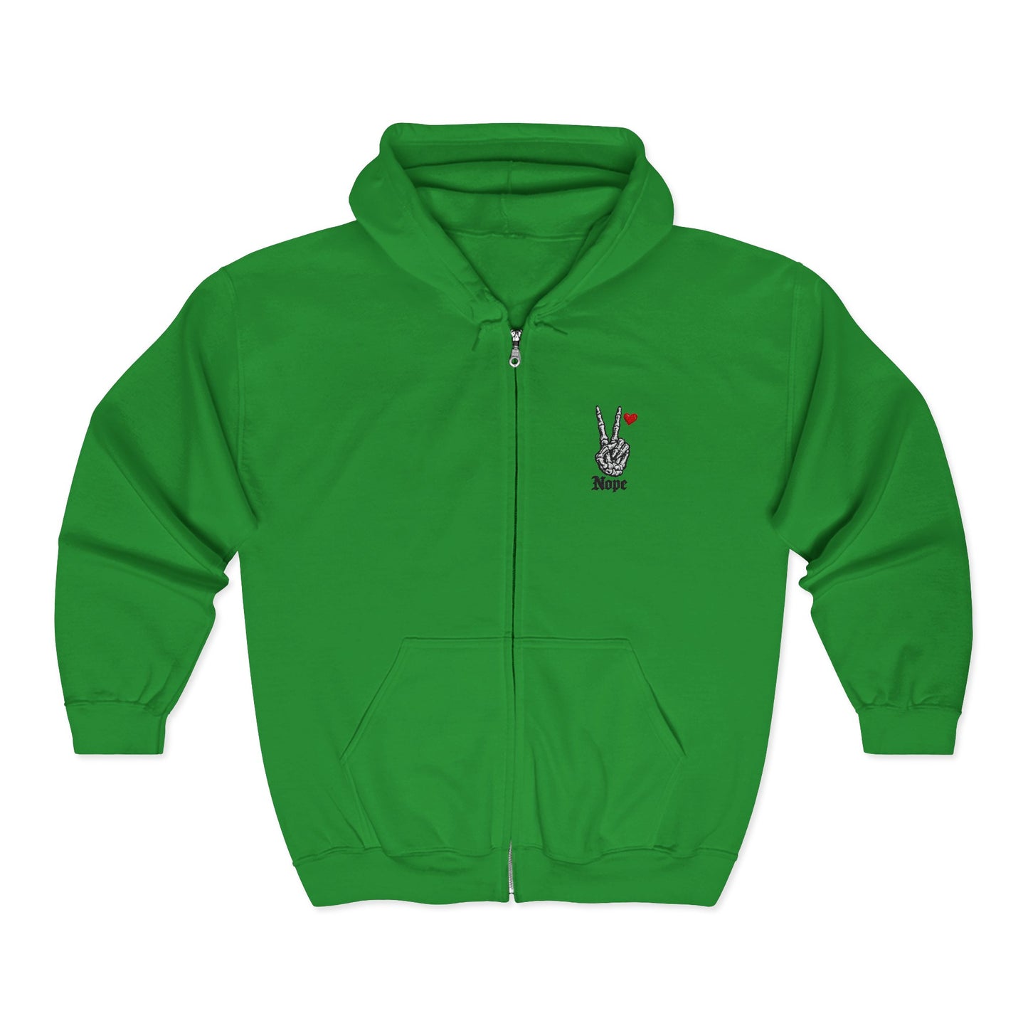 Peace Rabbit Zip Hoodie — Cute Bunny Giving Peace Sign with Tiny Red Heart