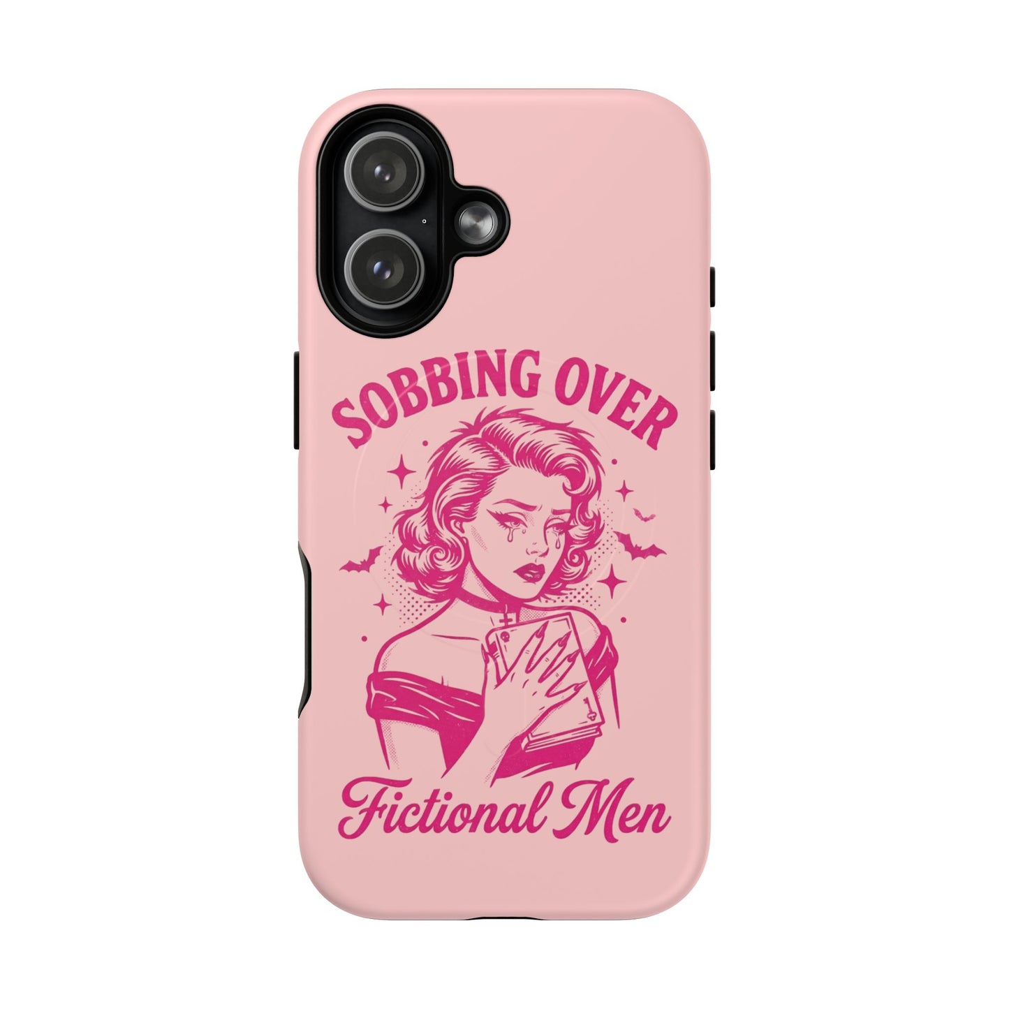 Phone Case — Pink “Sobbing Over Fictional Men” Tough Magnetic Protective Cover
