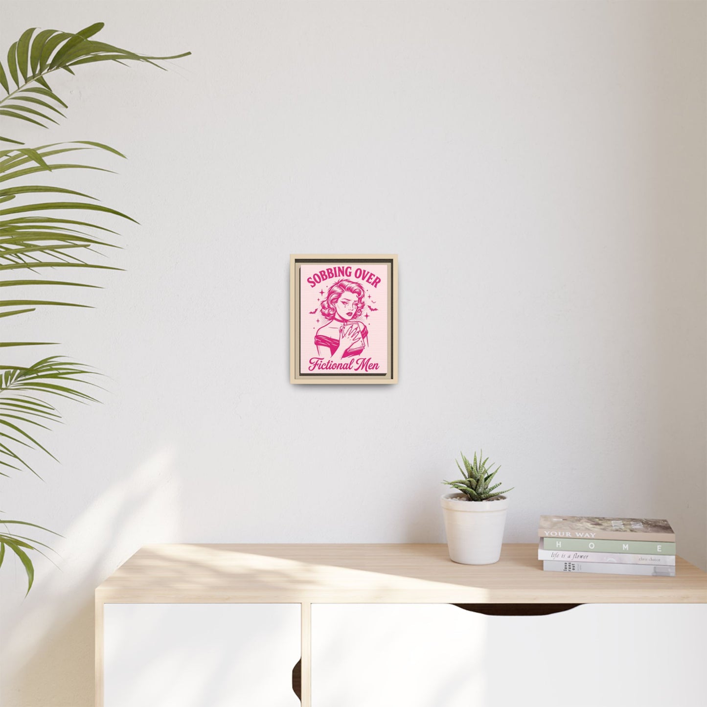 Framed Canvas Print — “Sobbing Over Fictional Men” Retro Pop Art