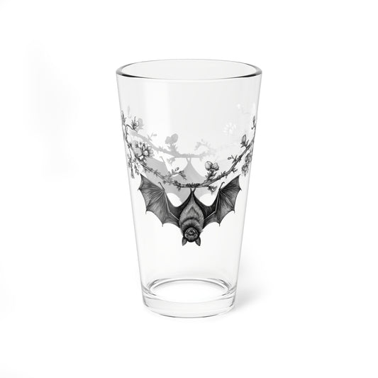 Botanical Bat Pint Glass | Gothic Nature Beer Glass | Cottagecore Bat Tumbler | Witchy Drinkware | Bat Lover Gift