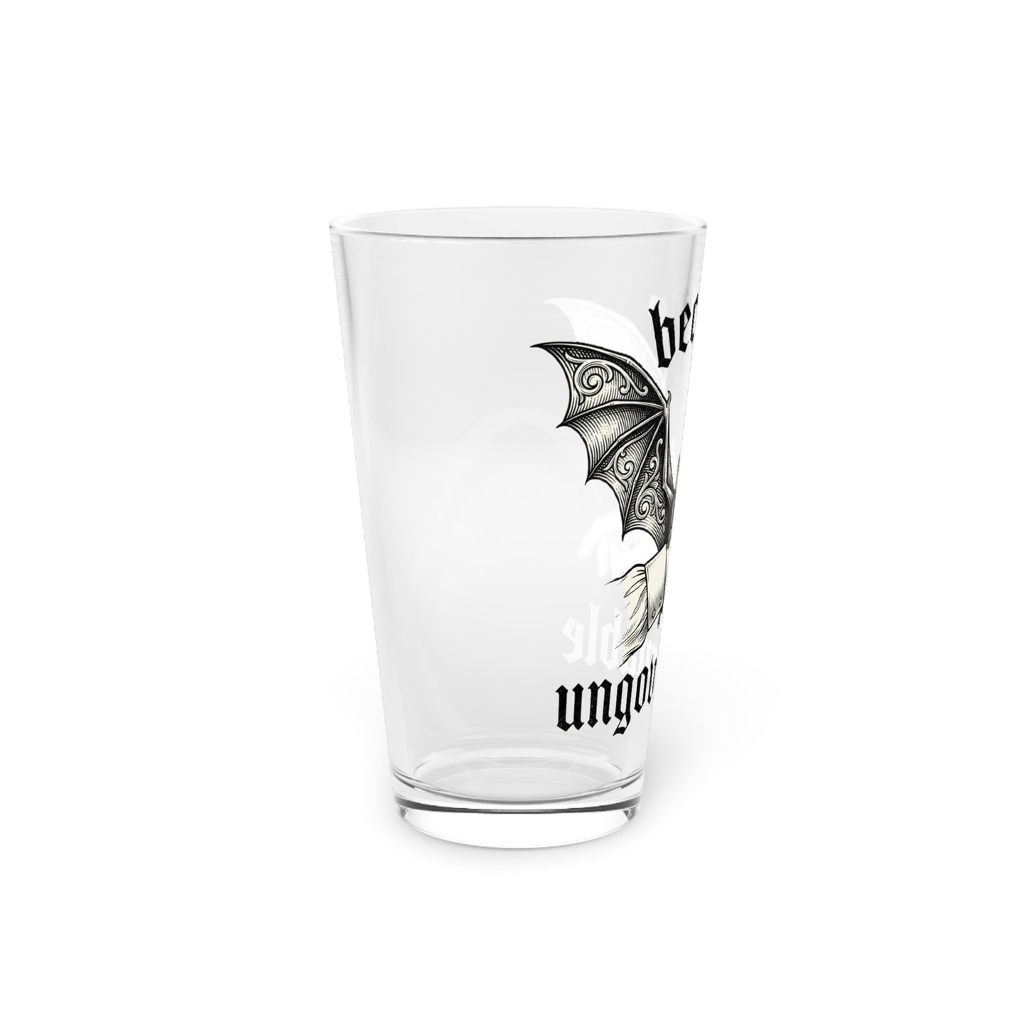 Pint Glass - 'Become Ungovernable' Gothic Bat 16oz Beer Glass