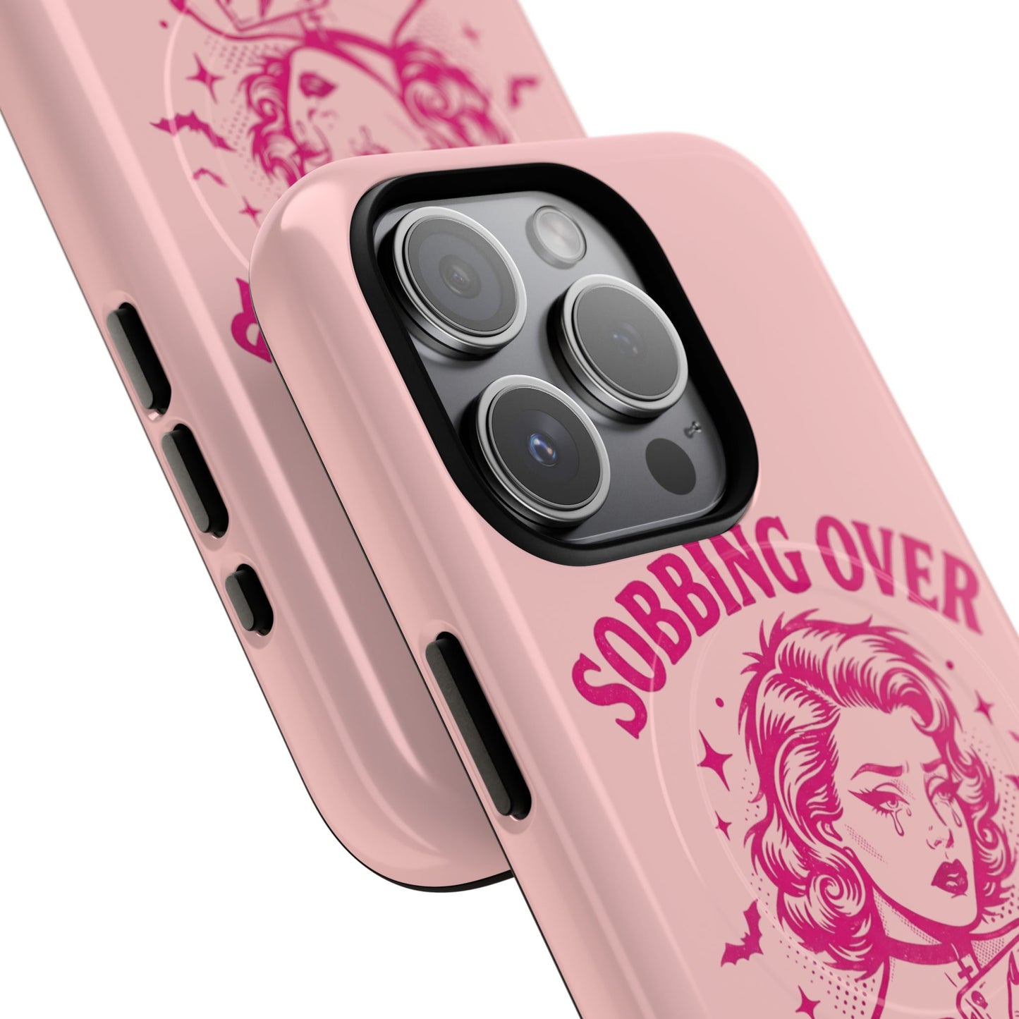 Phone Case — Pink “Sobbing Over Fictional Men” Tough Magnetic Protective Cover