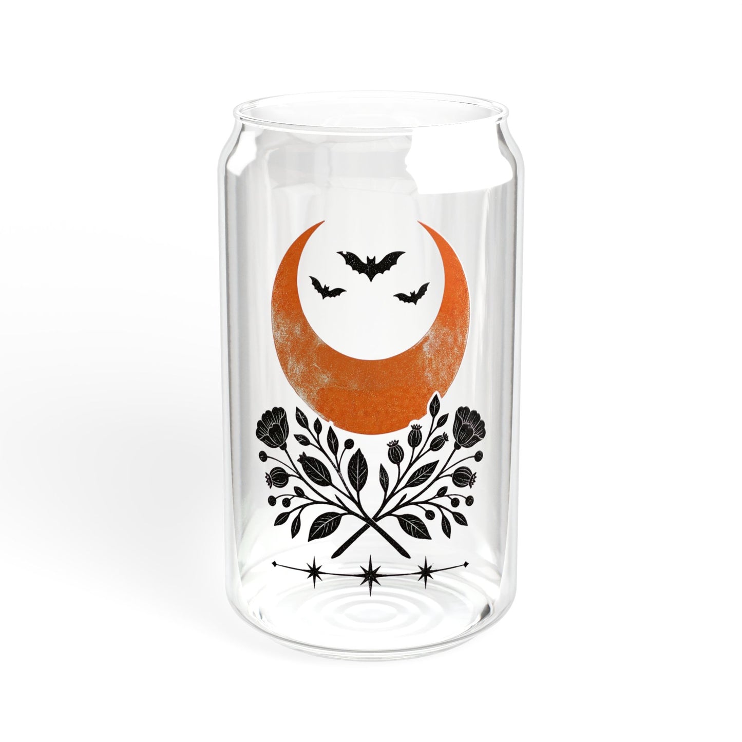 Sipper Glass - Crescent Moon & Botanicals 16oz Tumbler with Straw