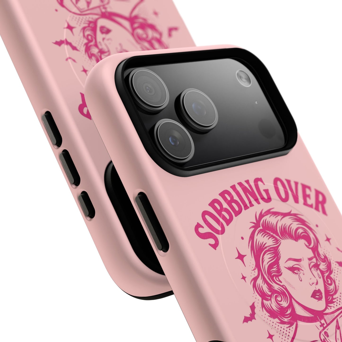 Phone Case — Pink “Sobbing Over Fictional Men” Tough Magnetic Protective Cover