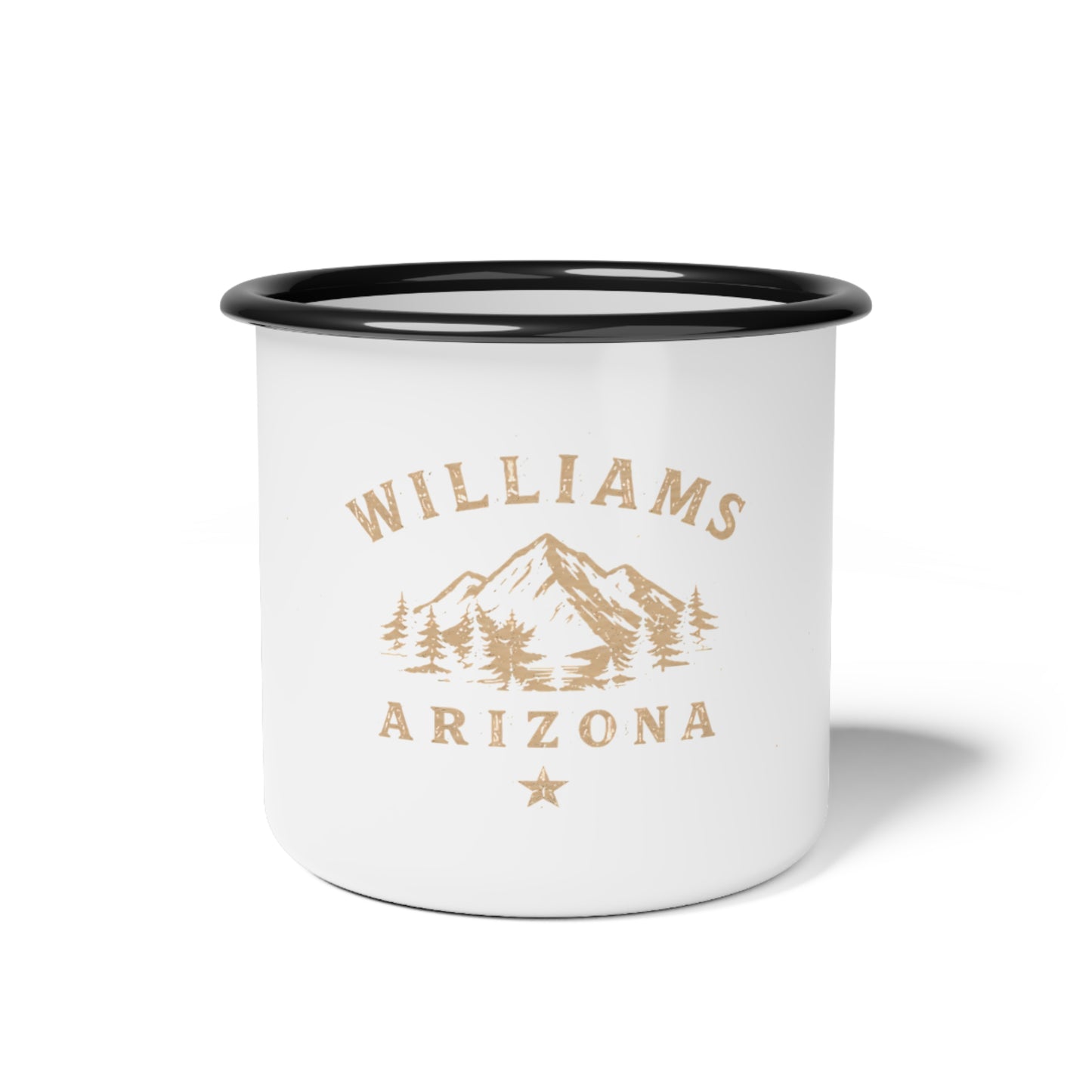 Williams Arizona Enamel Camp Mug — Vintage Mountain Camping Coffee Cup