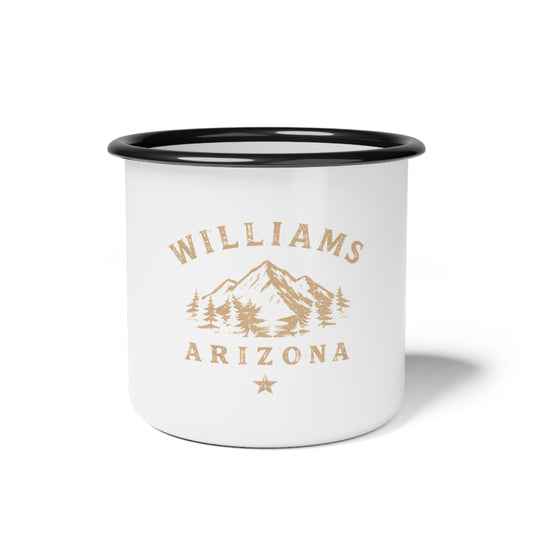 Williams Arizona Enamel Camp Mug — Vintage Mountain Camping Coffee Cup