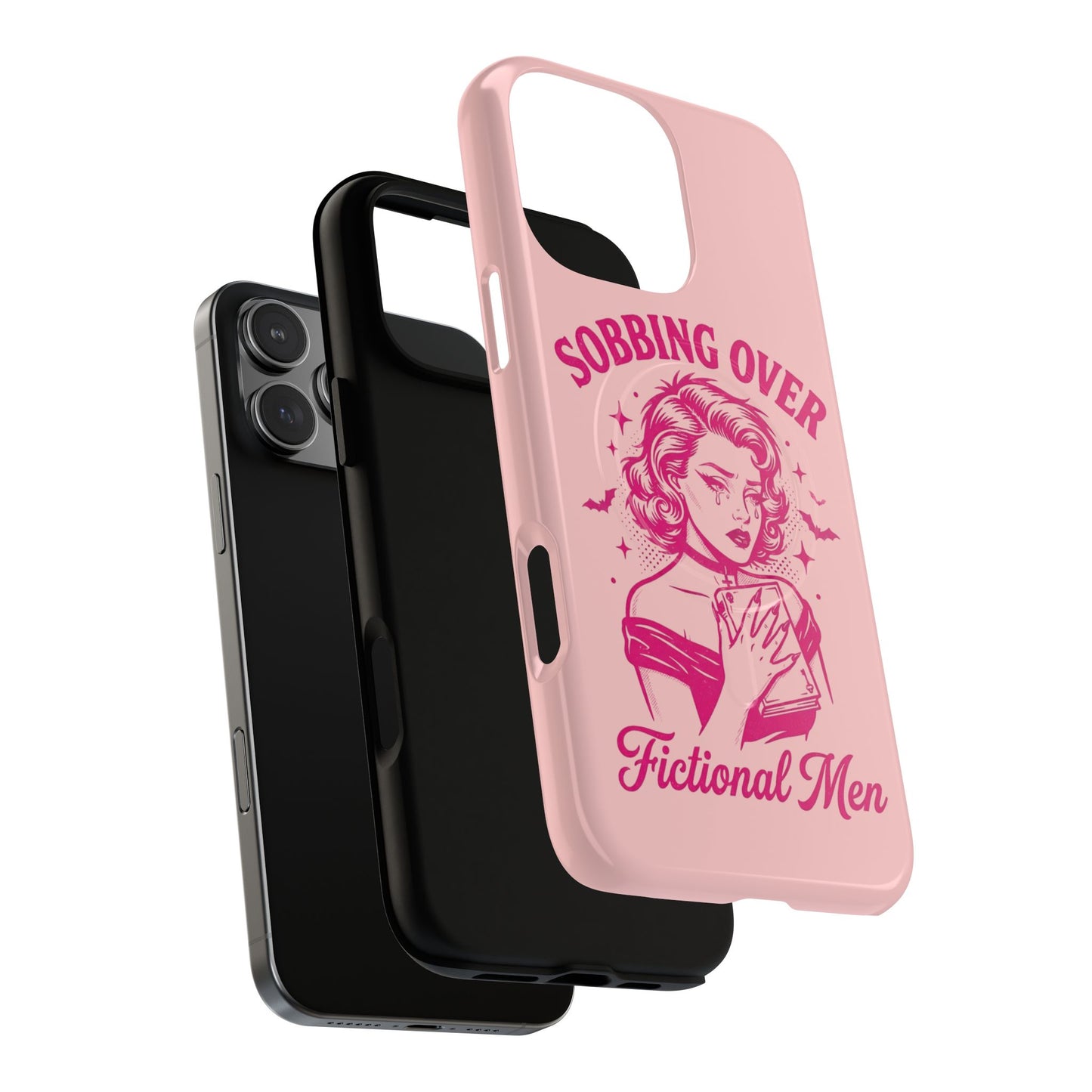 Phone Case — Pink “Sobbing Over Fictional Men” Tough Magnetic Protective Cover